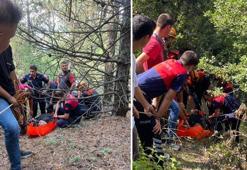 Ormanlık alanda uçuruma düştü cep telefonuyla kurtuldu