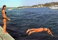 Berrak Tüzünataç, kendini Boğaz'ın akıntısına bıraktı!