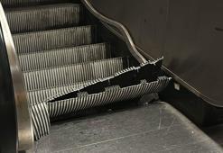 Sarıyer'de metroda korku dolu anlar! Yürüyen merdiven basamakları kırıldı