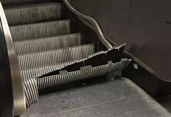Sarıyer'de metroda korku dolu anlar! Yürüyen merdiven basamakları kırıldı