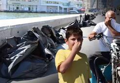 Çöp poşetleri sıra sıra konuldu, vatandaşlar nefes almakta güçlü çekti