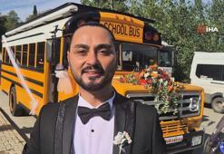 700 bin TL harcadığı hayalindeki 'School Bus'ı gelin arabası yaptı