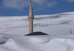 Yoğun kar yağışı ve tipi tek katlı evleri yuttu