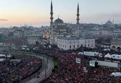 Galata Köprüsü'nde Filistin'e destek yürüyüşü tamamlandı