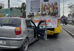 Otomobil, İETT otobüsüne çarptı! Yaralılar var