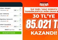 İlk Yarı / Maç Sonucu tahminleriyle 3.098 oranı bildi, 30 TL'ye 85.021 TL kazandı!