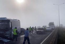 Yoğun sis zincirleme kazaya neden oldu! 7 kişi yaralandı