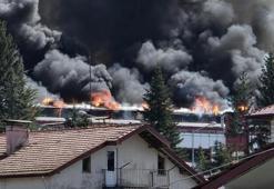 Bolu'da kereste fabrikasında büyük yangın