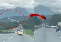 Brezilya'da korku dolu anlar: Motoru duran uçak otoyola iniş yaparken görüntülendi