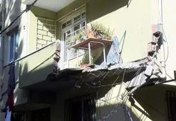 Pendik'te facianın eşiğinden dönüldü! 5 katlı binanın balkonu büyük bir gürültüyle çöktü