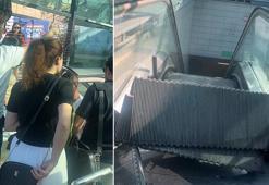 İstanbul'da metro istasyonunda yürüyen merdiven kırıldı! Vatandaşlar panik yaşadı