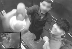 Kocaeli'de üst geçit asansörün güvenlik kamerasına köpük sıktı