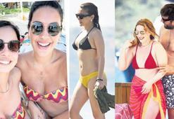Sahillerden yeni görüntüler! Bu kez iki ünlü isim bikini piştisi oldu