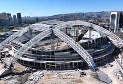 İki bakandan ortak paylaşım: Başkentimizin yeni stadyumu hızla yükseliyor