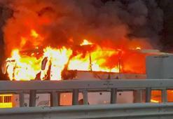 Anadolu Otoyolu'nda otobüs yangını! İstanbul istikameti ulaşıma kapandı