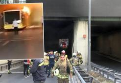 Beşiktaş’ta otobüste korku dolu anlar! Alev alev yandı