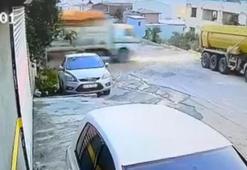 Demir yüklü kamyon 8 metrelik duvardan bahçeye uçtu