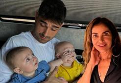 Derya Tuna'ya doğum günü sürprizi! Sevimli ikizlerin gözü pastada kaldı