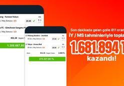 Son dakikada gelen golle 811 oran bildi! İY / MS tahminleriyle toplamda 1.681.894 TL kazandı