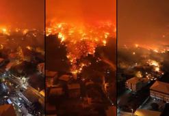 Bursa'da orman yangını havadan görüntülendi! Zaman zaman patlama sesleri duyuldu