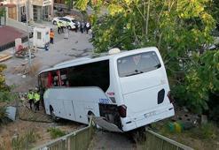 Maltepe'de köprülü kavşaktan şarampole düşen otobüsteki 8 kişi yaralandı