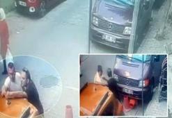 Freni arızalanan araç bir anda hareket etti! Ölümden kaçış kamerada