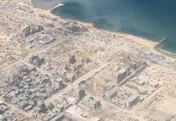 Gazze gökyüzünden böyle görünüyor: Enkaz ve mezarlıklar diyarında un arayışı!