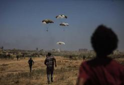 Gazze'ye havadan insani yardım malzemeleri indirildi!