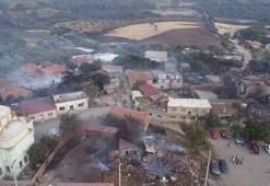 Çanakkale'de yanan alanlar ve evler görüntülendi