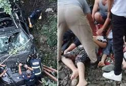 Kahreden kaza! 12 yaşındaki çocuğun kullandığı otomobil köprüden uçtu