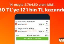 İki maçta 2.764,50 oranı bildi, 50 TL’ye 121 bin TL kazandı!