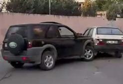 Cipiyle, kavga ettiği eşinin otomobiline defalarca çarptı! Araçlar hurdaya döndü