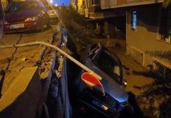 Sancaktepe’de yokuşta kayan cip apartman boşluğuna düştü: 1 yaralı