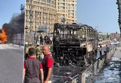 Sultangazi'de otobüste yangın: Tramvay seferleri durdu
