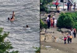 Dalgaların arasında ölümle yaşam arasında kalmışlardı! Vatandaşların hamlesiyle kurtuldular