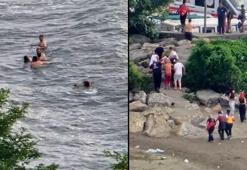 Dalgaların arasında ölümle yaşam arasında kalmışlardı! Vatandaşların hamlesiyle kurtuldular