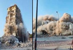 Saniyeler içerisinde yerle bir oldu! 11 katlı bina...