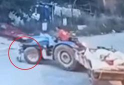 2 yaşındaki çocuğun babasının kullandığı traktörün altında kaldığı görüntüler kahretti