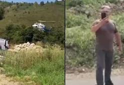 Köyde esrarengiz helikopter! Köylüler dere kenarında yakaladı: Burada ne arıyorsunuz?