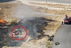 İtfaiye alevlerle boğuştu, o salçasını karıştırmaya devam etti