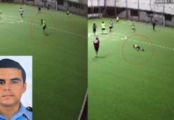 Polis memurunun halı sahada kalp krizi geçirip hayatını kaybettiği anlar kamerada