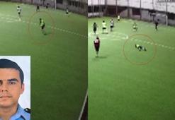 Polis memurunun halı sahada kalp krizi geçirip hayatını kaybettiği anlar kamerada