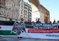 PAOK maçı öncesi İsrail protestosu! 'Soykırıma hayır'