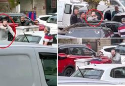 Biri araçtan sopayla indi, diğeri tabancayı çıkardı! Trafik terörü kamerada