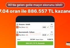 90’da gelen golle maçın skorunu bildi! 117.04 oran ile 886.557 TL kazandı…