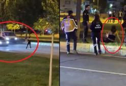 Alkollü kadın trafiği birbirine kattı! Tekmeler havada uçtu