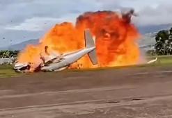 Venezuela'da kalkış yapan uçak piste çakıldı! Dehşet anları kameraya yansıdı