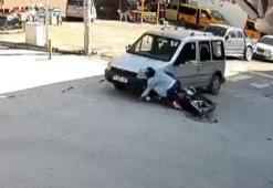 Kask böyle hayat kurtardı! Trafik kazası...