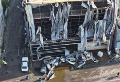 Kocaeli'de yangının çıktığı parfüm deposu havadan görüntülendi