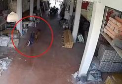 Depoya giren inek çalışanları kovaladı: O anlar kamerada